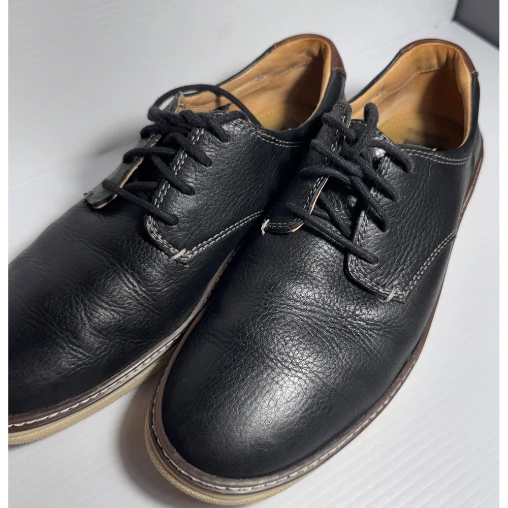 Johnston & Murphy J&M 1850 Mens Black Tumbled Leather Oxford Shoes 25-2641 8.5M